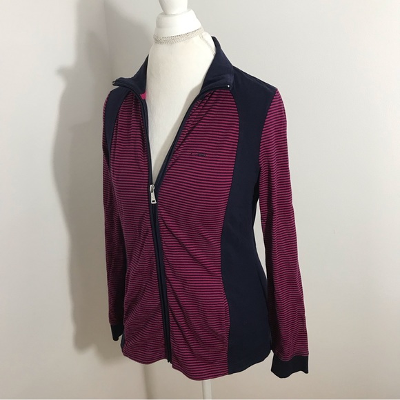 Lauren Ralph Lauren Active Pink and Blue Zip Up Sweater - Picture 9 of 11